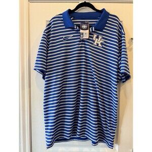 NIKE UNIVERSITY OF KENTUCKY UK WILDCATS MENS BLUE STRIPE SHORT SLEEVE POLO 2X